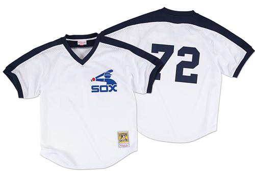 Mitchell And Ness 1981 White Sox #72 Carlton Fisk White Throwback Stitched MLB Jersey - Click Image to Close